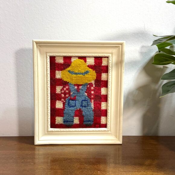 Columbia Minerva Designer Needlepoint Calico Bill and Holly Framed Set 5.5 x 6.5 - Picture 5 of 10